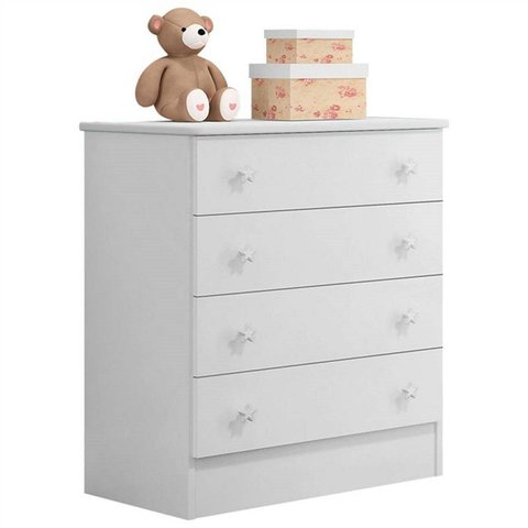 Cômoda Infantil 4 Gavetas Doce Sonho Branco 777 Qmovi