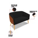 Ver imagem 5 de Kit 01 Namoradeira 02 Lugares e 02 Poltronas Stella Corano Nozes com Linho Preto A79 Pés Palito