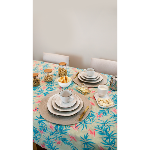 Toalha de Mesa Retangular 6 Lugares 1,50m X 2,10m - Linha Limpa Bem:nangyam Acqua/6 Lugares