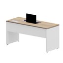 Ver imagem 5 de Mesa Escritório Plataforma 150cm 1 Cx de Tomada Pé Painel F5 Cor:macadâmia com Branco