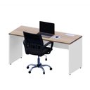 Ver imagem 2 de Mesa Escritório Plataforma 150cm 1 Cx de Tomada Pé Painel F5 Cor:macadâmia com Branco