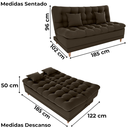 Ver imagem 3 de Sofa Cama 2 Lugares 185 Cm Duda Veludo Maserati Marrom Milani Store