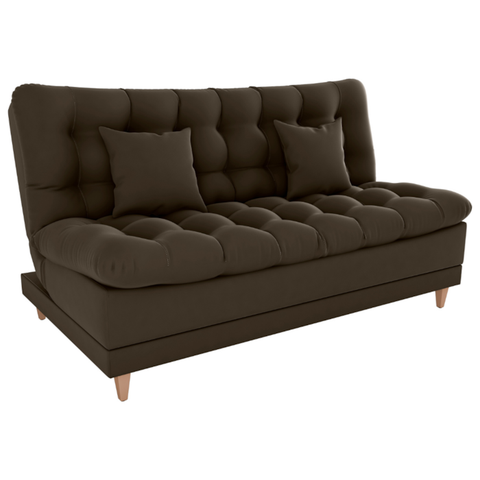Sofa Cama 2 Lugares 185 Cm Duda Veludo Maserati Marrom Milani Store