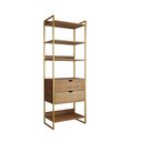 Ver imagem 2 de Closet Solteiro Estilo Industrial Loft 1 Módulo com Gaveta Amêndoa Base Dourada