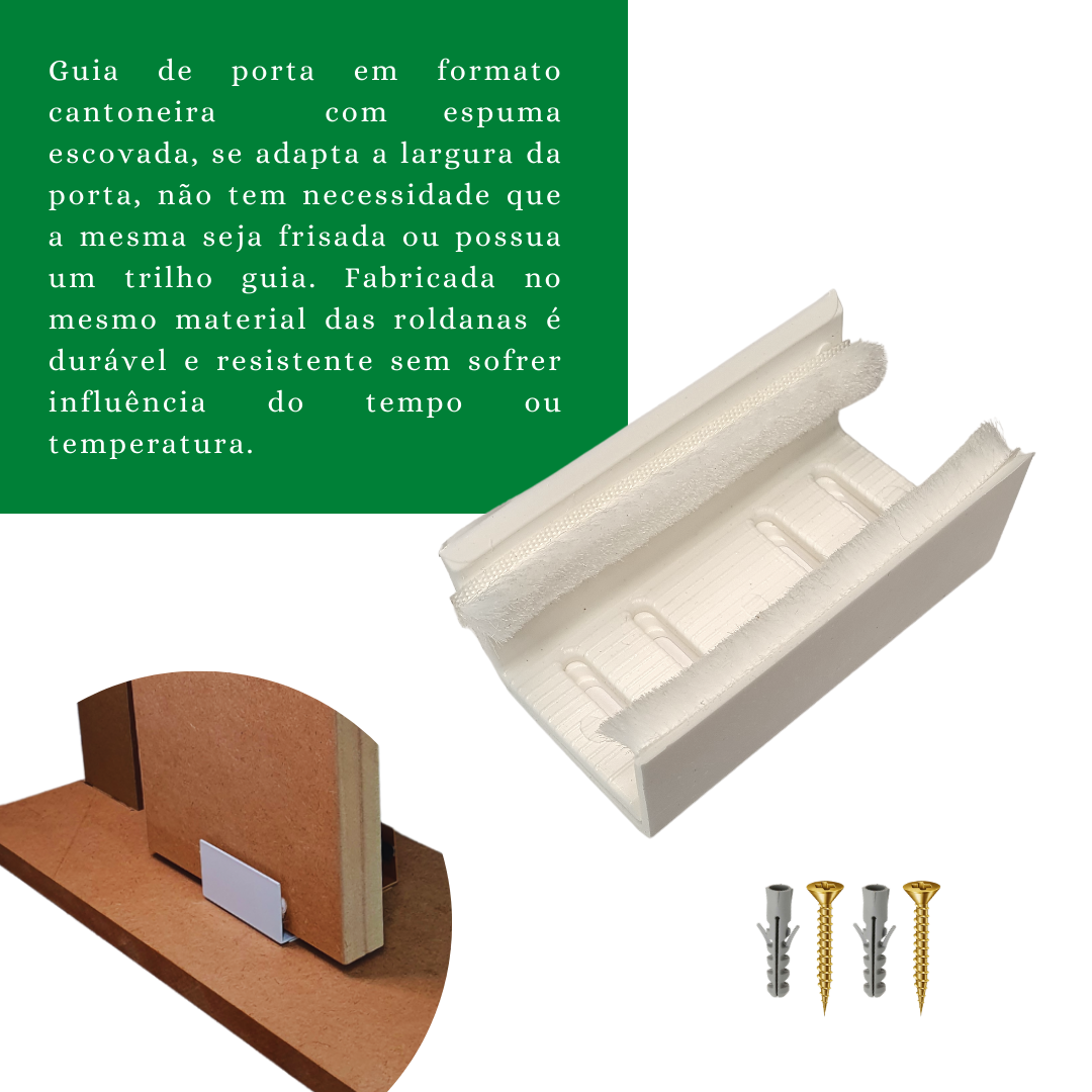 Kit p/ Porta Correr Trilho Alumínio 35x35 2,50m Branco - RDA-4 - KT-740.25 - 7