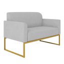 Ver imagem 6 de Kit 01 Namoradeira e 02 Poltronas Marisa Suede Cinza Base Industrial Metálica Dourado D’Rossi
