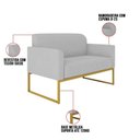 Ver imagem 4 de Kit 01 Namoradeira e 02 Poltronas Marisa Suede Cinza Base Industrial Metálica Dourado D’Rossi
