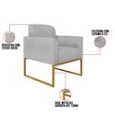 Ver imagem 3 de Kit 01 Namoradeira e 02 Poltronas Marisa Suede Cinza Base Industrial Metálica Dourado D’Rossi