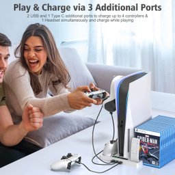 Base Cooler Suporte Playstation 5 Refrigeração Porta Jogos - 4