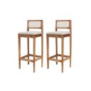 Ver imagem 2 de Kit 2 Banquetas Madeira Mel Pub Encosto Assento Sintetico:Mel com Sintetico Bege