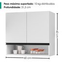 Ver imagem 2 de Armário Aéreo Islândia 60cm 2 Portas MDF-MDP Branco Milani Movelaria