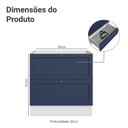 Ver imagem 2 de Balcão de Cozinha 80 cm 2 Gavetas (sem Tampo) Branco/Azul Vik Madesa