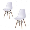 Ver imagem 1 de Kit 2 Cadeiras Dkr Eames Polipropileno Base Eiffel Madeira Branca Inovakasa