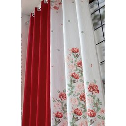 Cortina Para Sala Estampada 3,00x2,50m Vermelha Peru Sultan - 2
