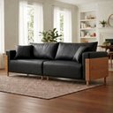 Ver imagem 1 de Sofá Living Fixo 2 Lugares 180cm Courino Pé de Madeira Heitor Preto
