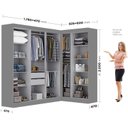 Ver imagem 3 de Guarda-Roupa Modulado de Canto com Puxadores MDF Paris Cinza/Onix