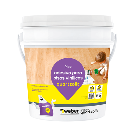 Adesivo para piso vinílico acrílico 18kg branco Quartzolit