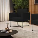 Ver imagem 2 de Poltrona Base X Industrial Preto Marisa Linho D03 - D'Rossi