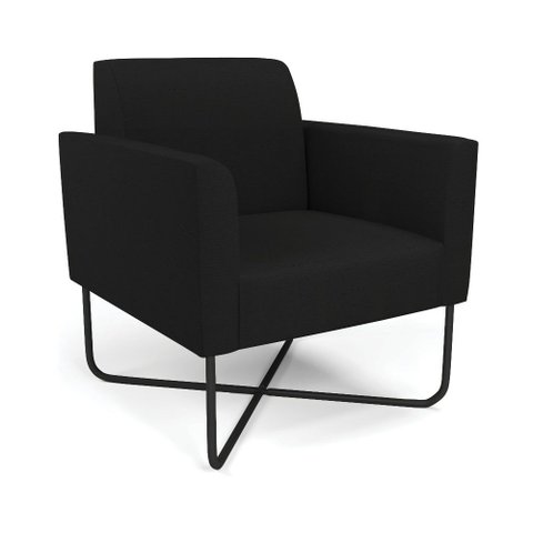 Poltrona Base X Industrial Preto Marisa Linho D03 - D'Rossi