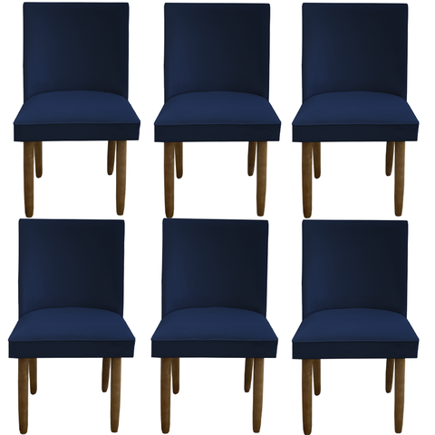 Kit 06 Cadeiras Para Sala De Jantar Tóquio Pés palito Suede Azul Marinho - D'Classe Decor