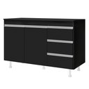 Ver imagem 1 de Balcão Gabinete Cozinha Lux 120cm 100% Mdf com Tampo 02 Portas e 03 Gavetas Preto - Desk Design