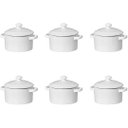 Ver imagem 2 de Kit 6 Mini Caçarolas Cerâmica Branca Esmaltada 250ml Moderna Panelinha para Festa Buffet Servir