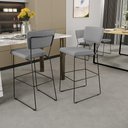 Ver imagem 2 de Kit 06 Banquetas Alta para Cozinha Sala de Jantar Base Aço Fixa Allana L02 Linho Cinza - Lyam