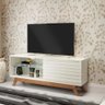 Rack Bancada Sala Tv Liso 1,40m Dalla Costa 100% MDF Cor:Off White com Freijó - 1