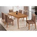 Ver imagem 1 de Conjunto: Mesa Sala Jantar Havana Curvo 180cm + 6 Cadeiras Maldivas Naturale - Corano Capuccino -