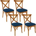 Ver imagem 1 de Kit 04 Cadeiras Para Sala de Jantar e Estar Living Estofada Ávila L02 Suede Azul Marinho - Lyam Lyam