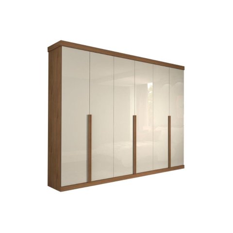 Guarda Roupa Casal 6 Portas e 6 Gavetas Guarapari Avelã/off White - Panan