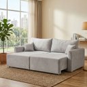 Ver imagem 1 de Sofa Cama 3 Lugares 2,00 m Pé de Madeira Los Angeles: Prata/Veludo