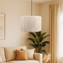 Ver imagem 1 de Luminária Pendente Paris Corda Sisal Natural Palha Moderna:preto