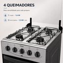 Ver imagem 4 de Fogão a Gás Delicato 4 Bocas com Forno 52 Litros Mesa em Aço Inox e Tampa de Vidro Clarice