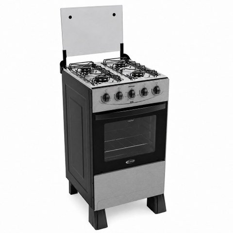 Fogão a Gás Delicato 4 Bocas com Forno 52 Litros Mesa em Aço Inox e Tampa de Vidro Clarice