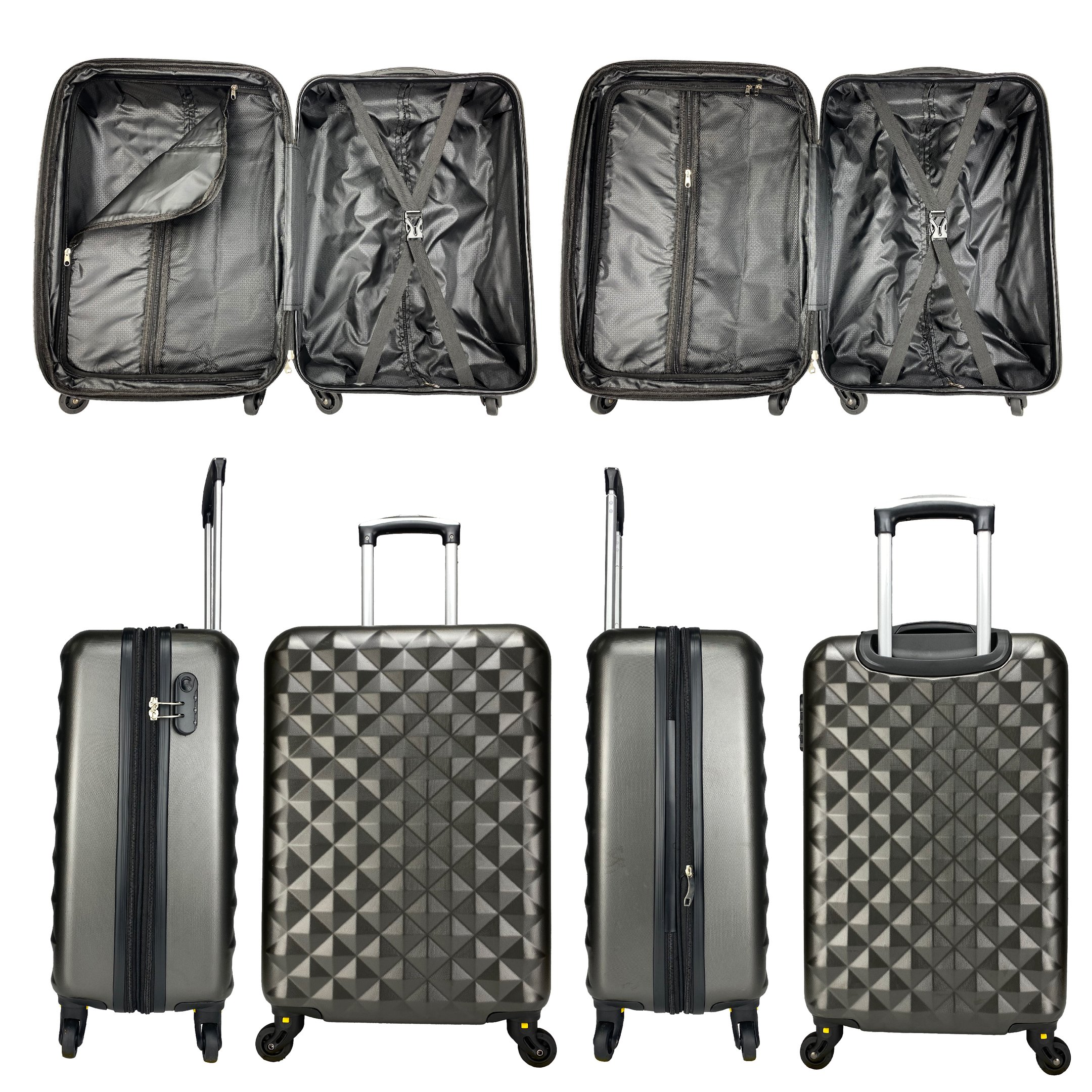 Mala de Viagem de Bordo Roda Giro 360 Grau Rígida Brasil 24x55x34cm Black Gray - 2