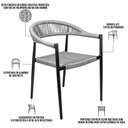 Ver imagem 3 de Kit 02 Cadeiras Decorativas Área Gourmet Base Preto Corda Náutica Nevada R01 Chumbo - Lyam Decor