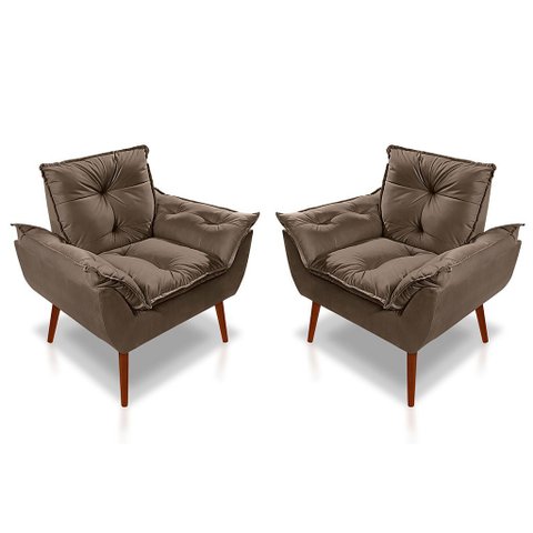 Kit 02 Poltrona Opala Decorativa Suede