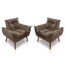 Ver imagem 1 de Kit 02 Poltrona Opala Decorativa Suede