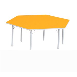Sc 006 Mesa Sextavada Infantil Amarelo/branco Schoolcenter 00007