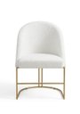Ver imagem 3 de Cadeira Decorativa Lua Base Dourada Jantar Penteadeira Salão Recepção Boucle Creme