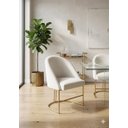 Ver imagem 4 de Cadeira Decorativa Lua Base Dourada Jantar Penteadeira Salão Recepção Boucle Creme