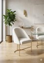 Ver imagem 4 de Cadeira Decorativa Lua Base Dourada Jantar Penteadeira Salão Recepção Boucle Creme
