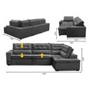 Ver imagem 2 de Sofá de Canto Retrátil e Reclinável com Molas LD 3,40x2,00m Viviane Suede Cinza Madelina Decor