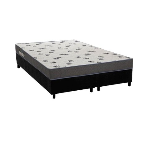 Conjunto Box Queen: Colchão Espuma Ortobom D33 Light Saúde + Base Crc Suede Black (158x198)