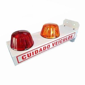 Sinalizador de Garagem Led com Bip Alerta Sonoro Sinaleira Audio Visual Cuidado Veiculos Luminoso Bi