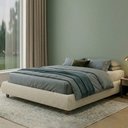 Ver imagem 2 de Cama Casal King Japonesa Pés Madeira 209cm Firenze Bouclé Off White - Nexta Casa