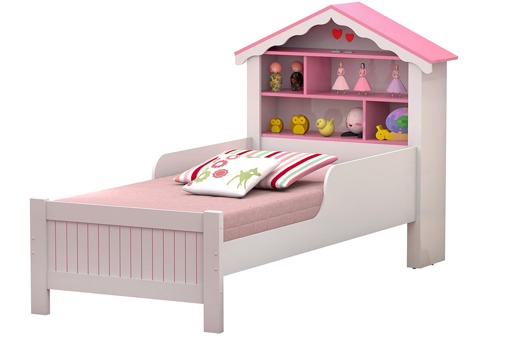 Cama Casinha de Princesa para Menina Tamanho Solteiro:brancorosa