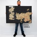 Ver imagem 2 de Quadro Decorativo Mapa Game Of Thrones em Tela Canvas Tacolado Moldura Flutuante 4,5cm Branca 80 X 1