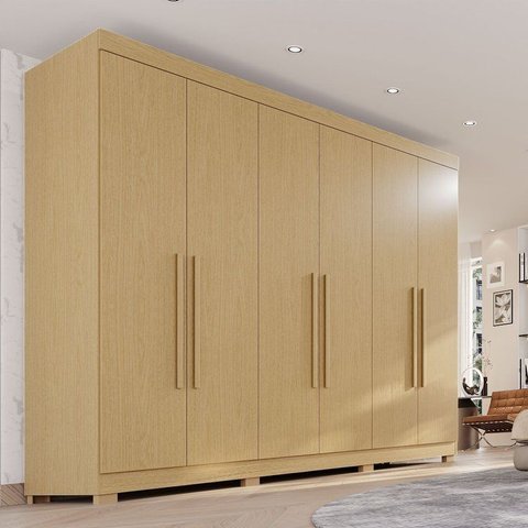 Guarda-Roupa Casal 6 Portas 6 Gavetas com Pés 100% MDF Órion Plus Marrom/Jequitiba